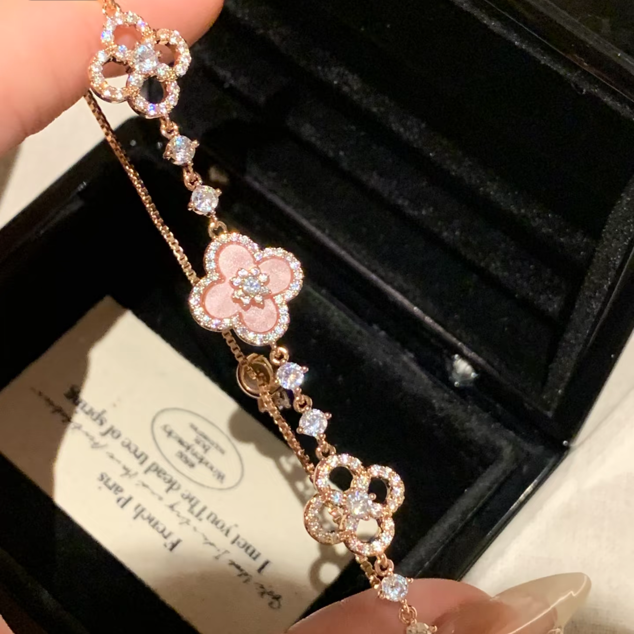 Pink Clover Lucky Adjustable Bracelet