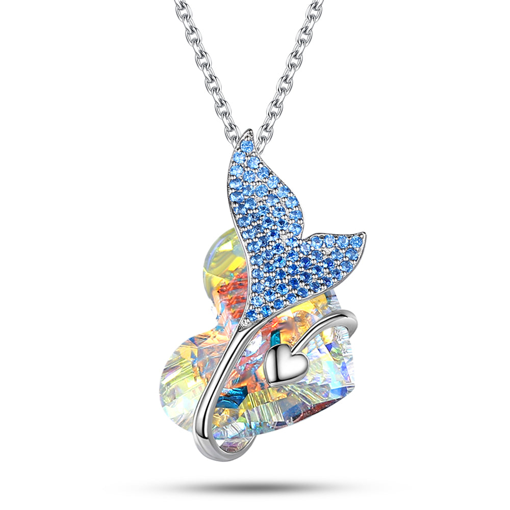 Collar de cristal de corazón de sirena