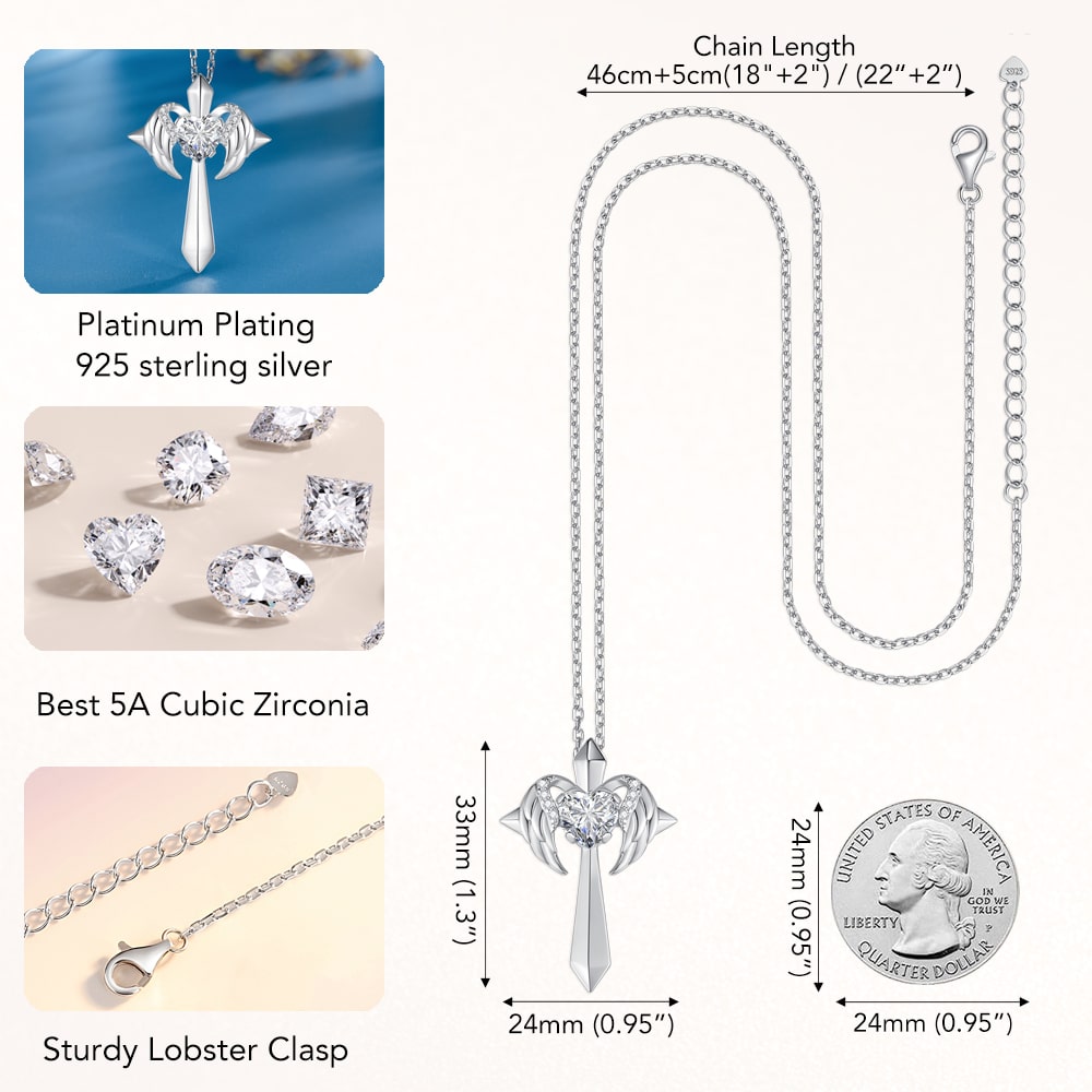 Angel Wings Cross Necklace Gift