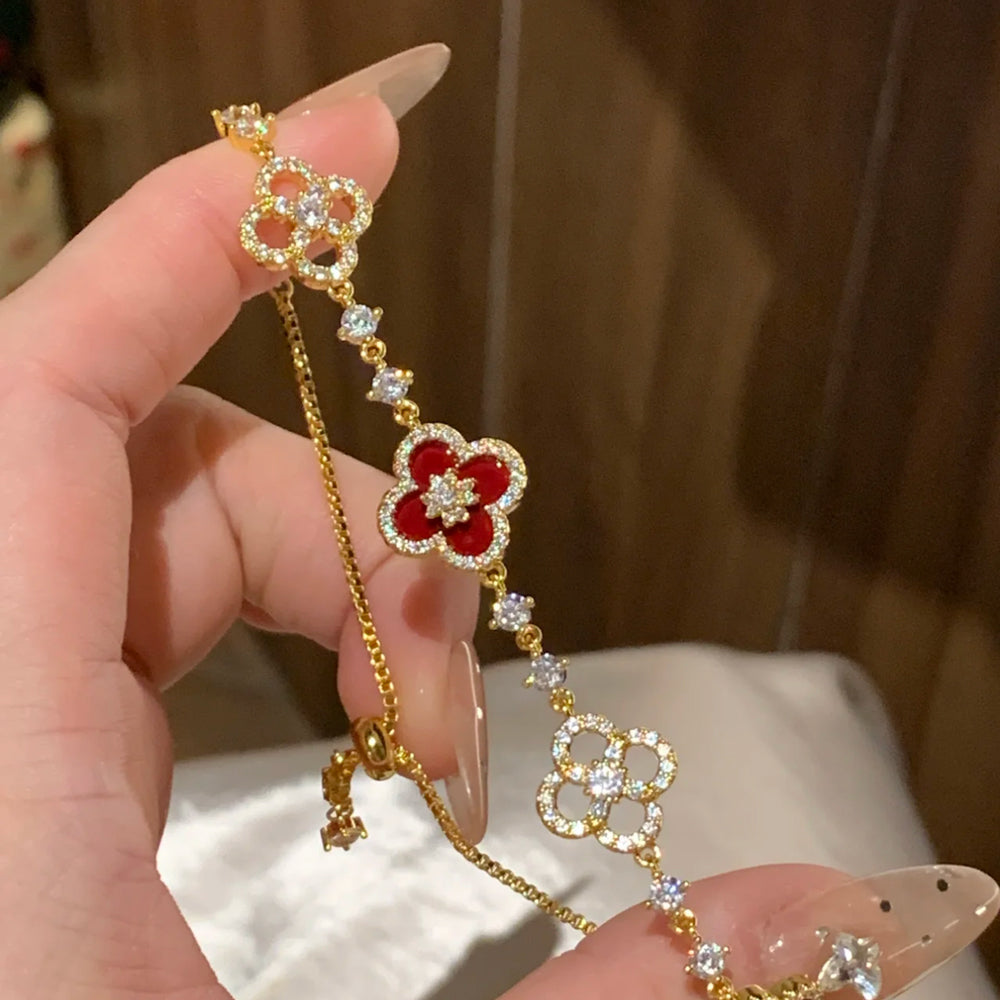 Pink Clover Lucky Adjustable Bracelet