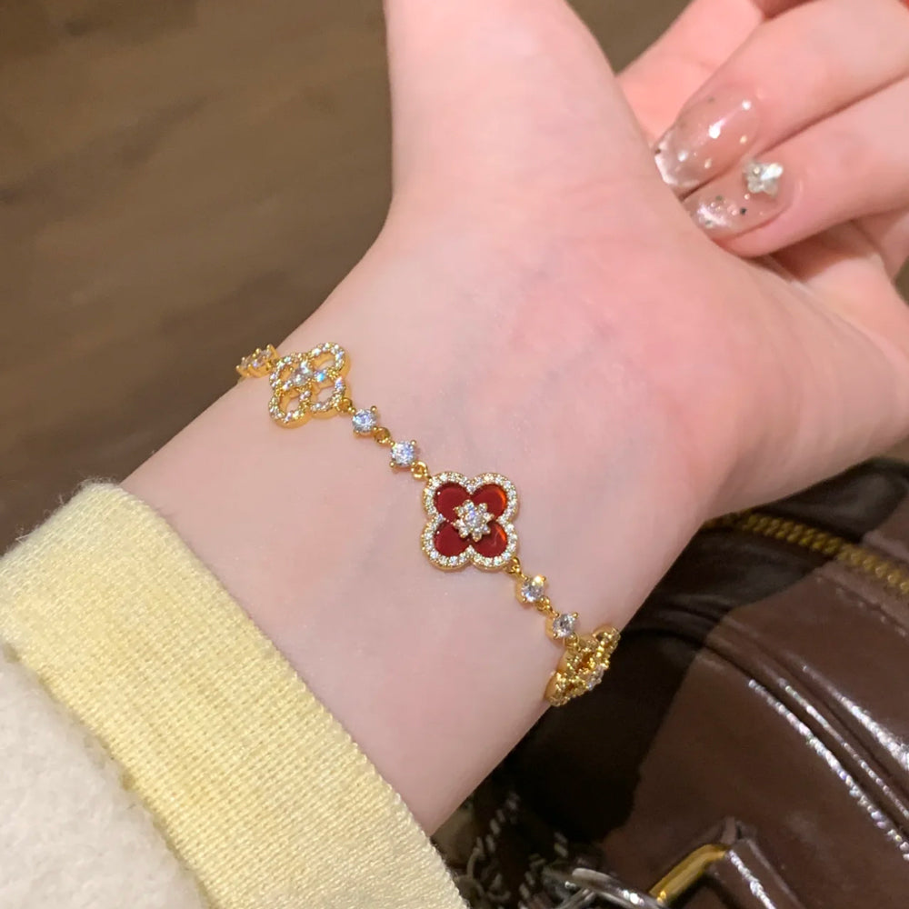 Pink Clover Lucky Adjustable Bracelet