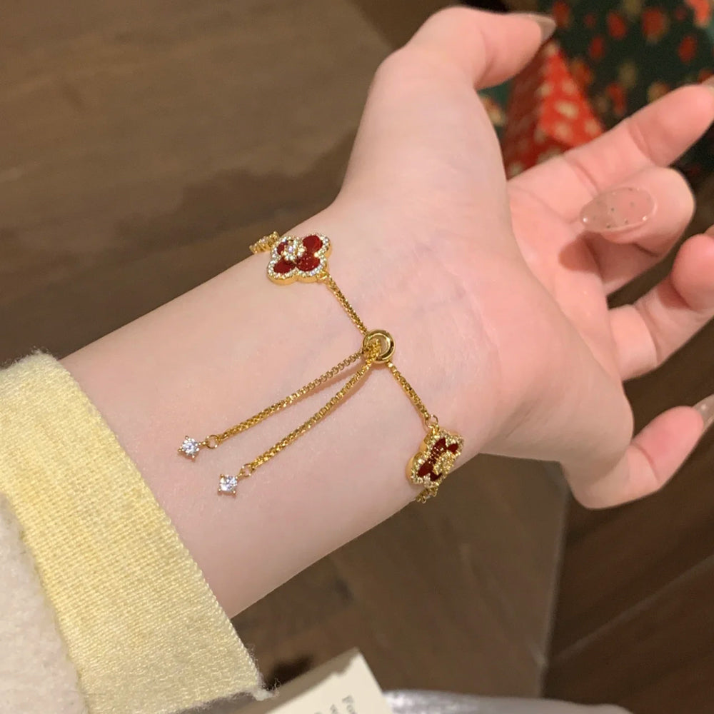 Pink Clover Lucky Adjustable Bracelet