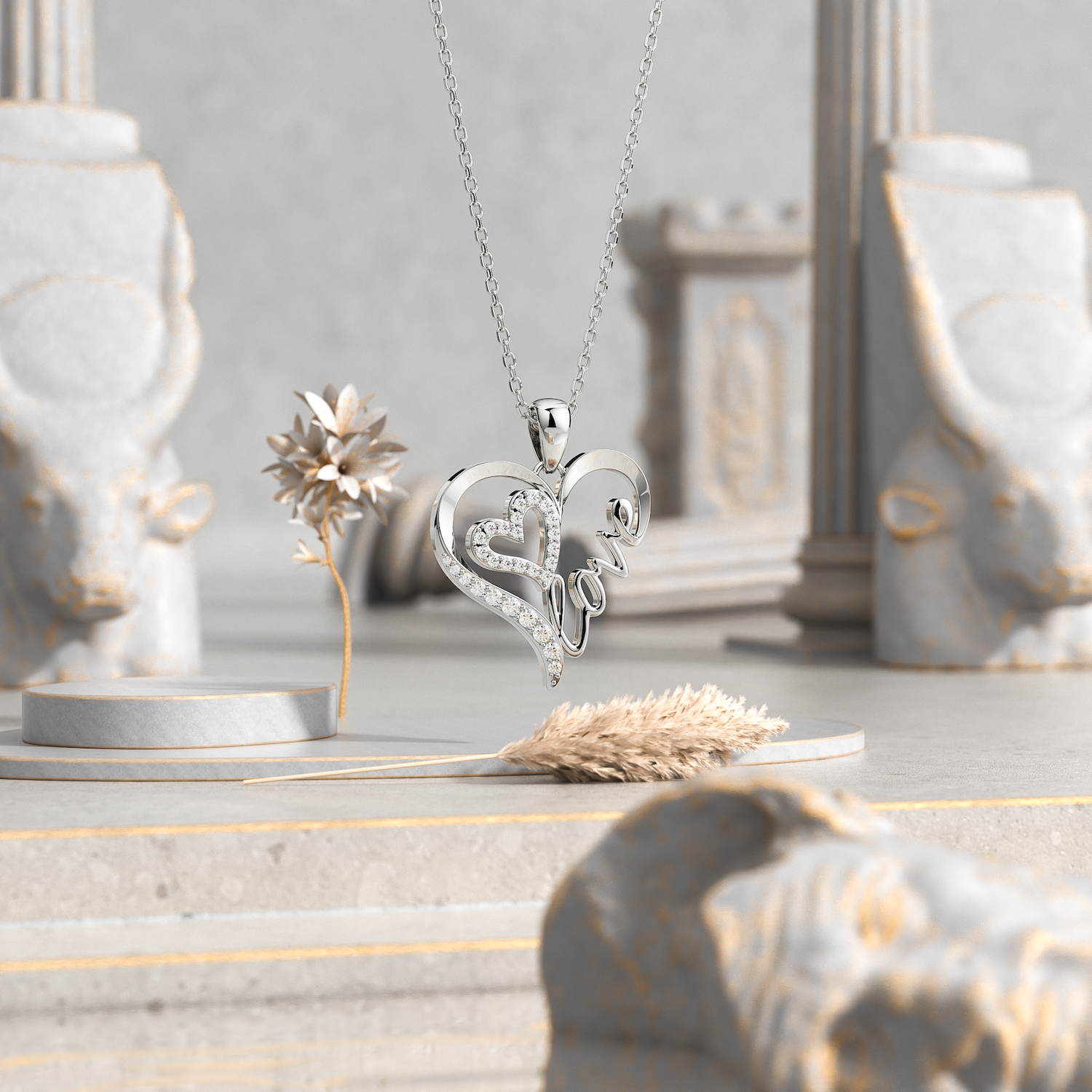 Regalo de joyería de collar de amor de oro