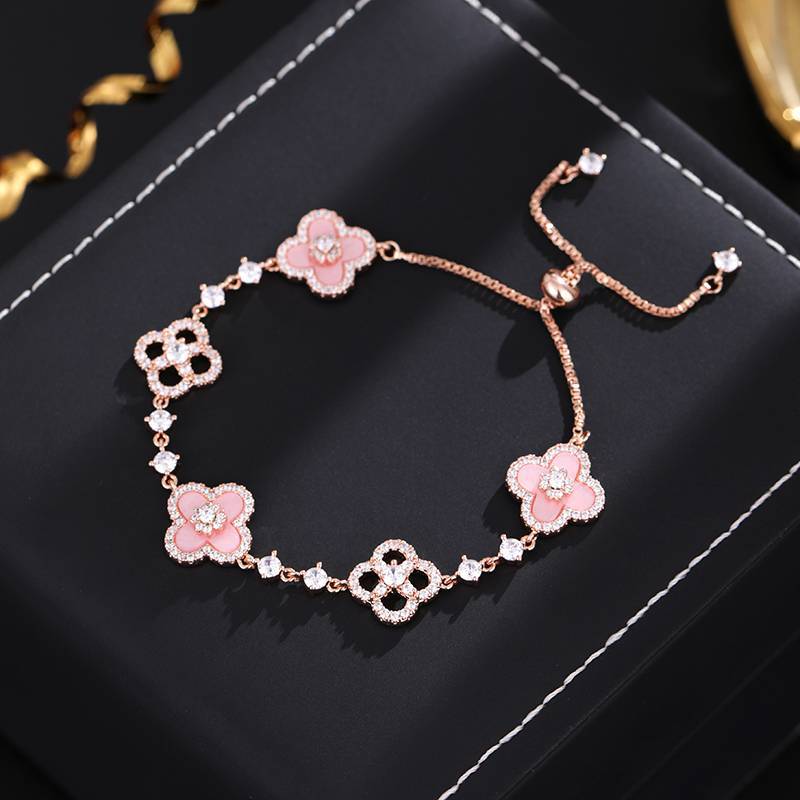 Pink Clover Lucky Adjustable Bracelet