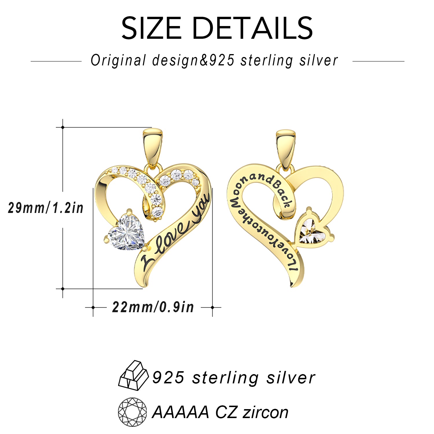 Regalo de joyería de collar de amor de oro