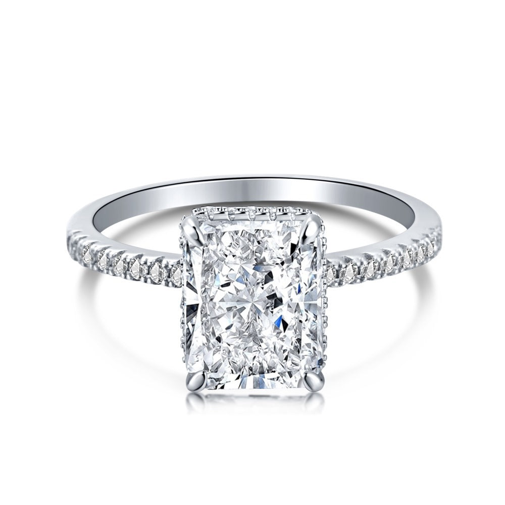 Rectangular Ice Flower Zirconia Ring