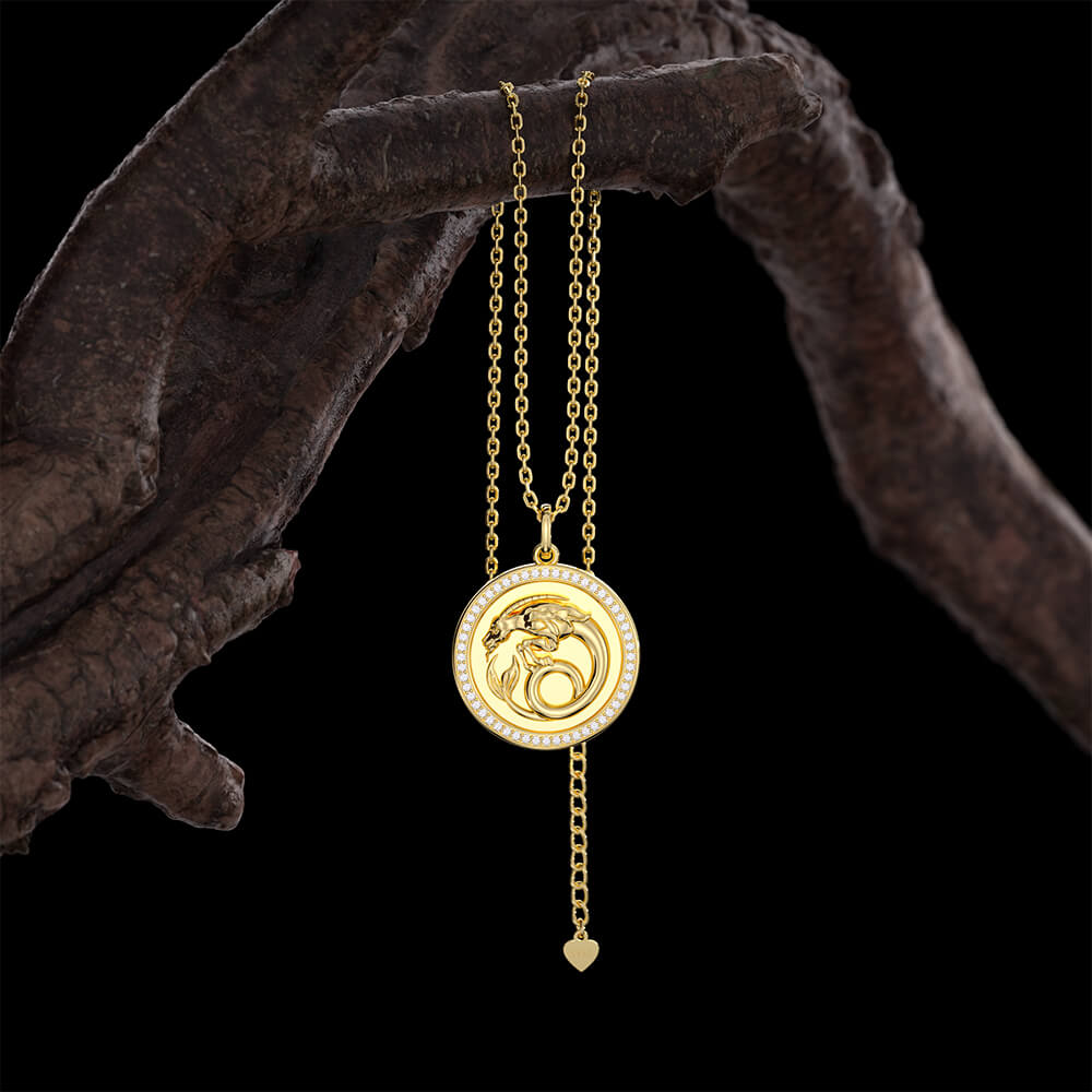 New Fashion Round Capricorn Pendant Necklace Sterling silver Jewelry-Taanaa Jewelry