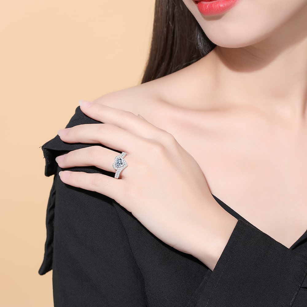 Classic Heart shaped Zircon Sterling Silver Rings Jewelry - Rings - Taanaa Jewelry