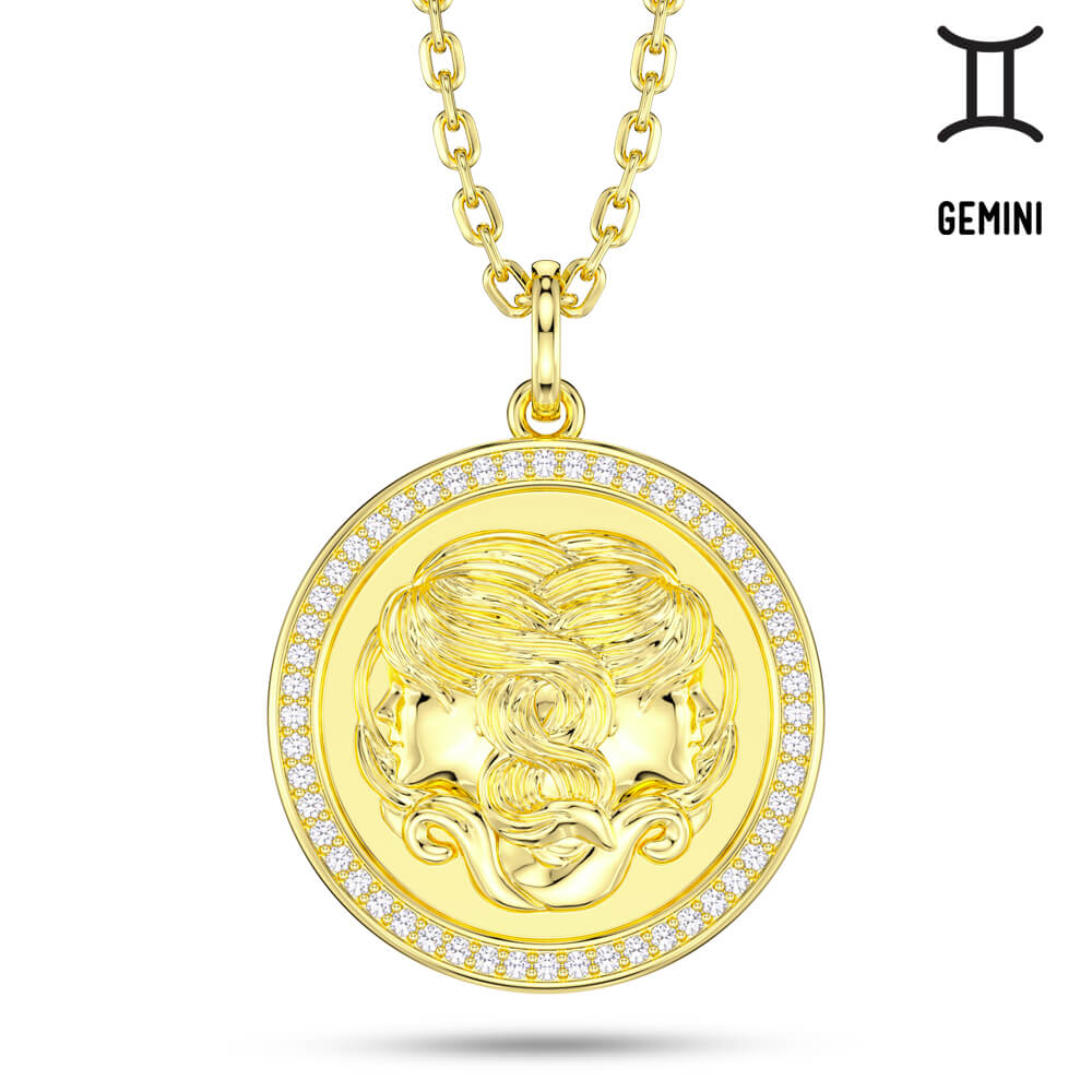 New Fashion Round Gemini Pendant Necklace Sterling silver Jewelry Gift-Taanaa Jewelry
