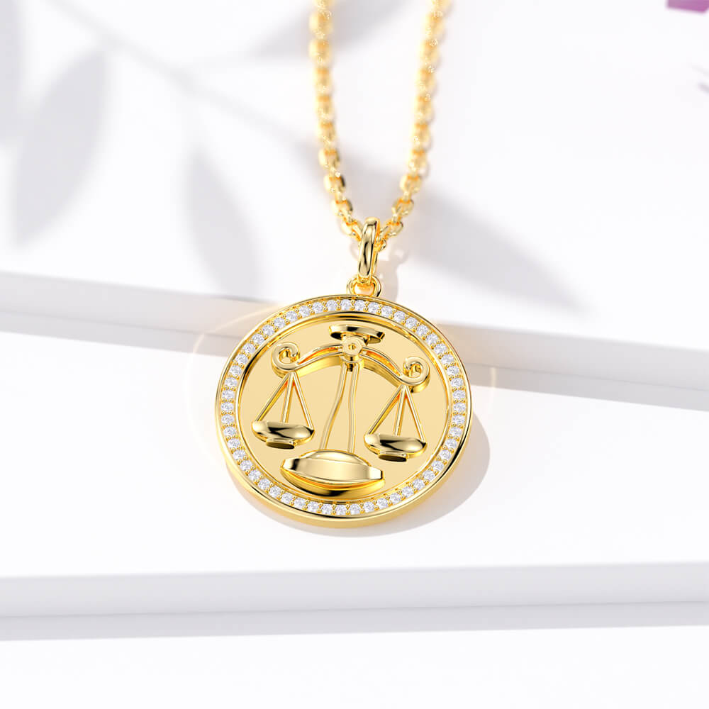 New Fashion Round Libra Pendant Necklace Sterling silver Jewelry Gift-Taanaa Jewelry