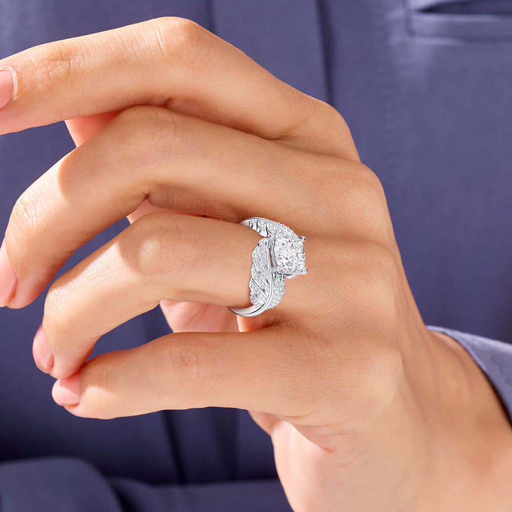 Cushion Stone Leaf Ring - Rings - Taanaa Jewelry