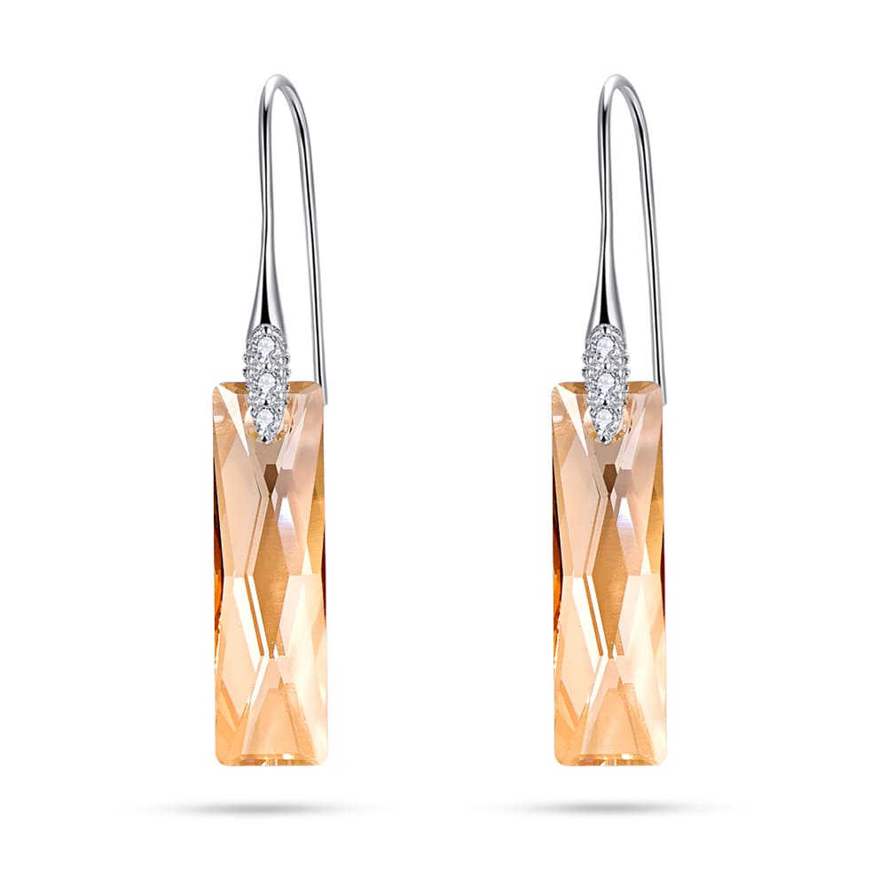 Fashion Swarovski Queen Baguette Crystal Drop Earrings Women Jewelry - Taanaa Jewelry