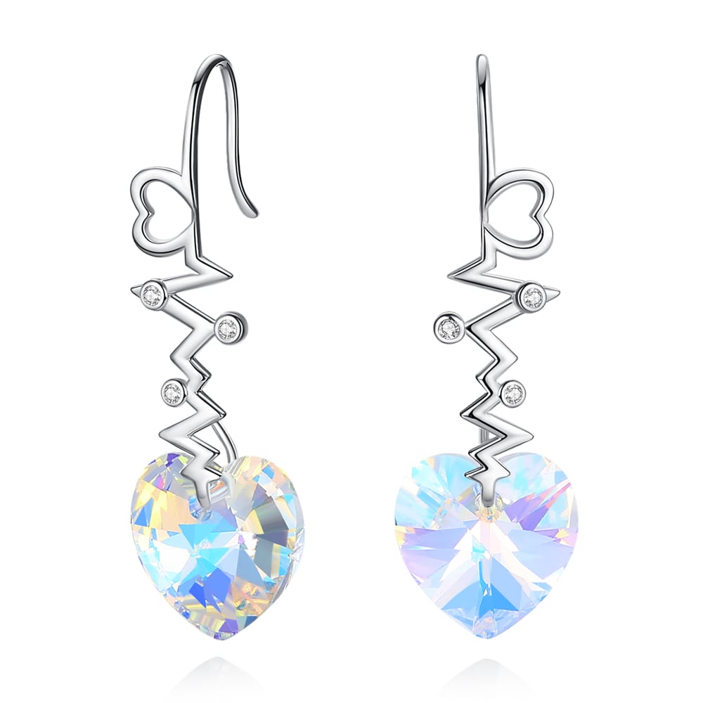 ”Heartbeat“Heart Crystal Earrings - Dangle earrings - Taanaa Jewelry