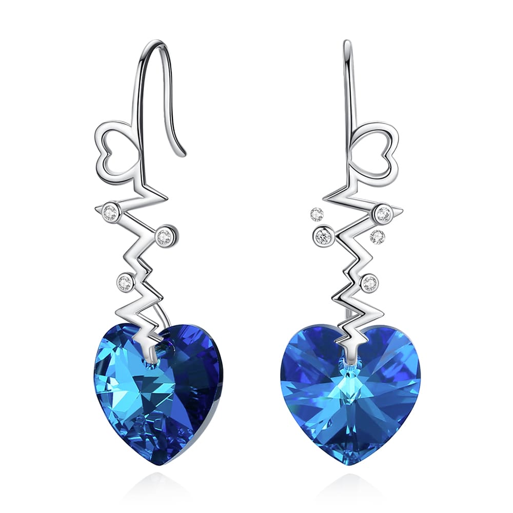 ”Heartbeat“Heart Crystal Earrings - Dangle earrings - Taanaa Jewelry