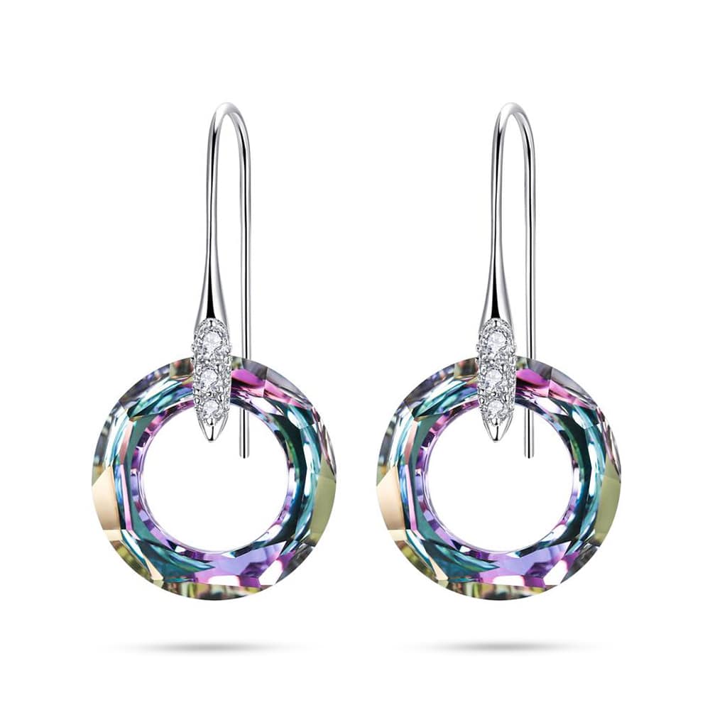 Big Round Swarovski Crystal Drop Earrings Women - Taanaa Jewelry
