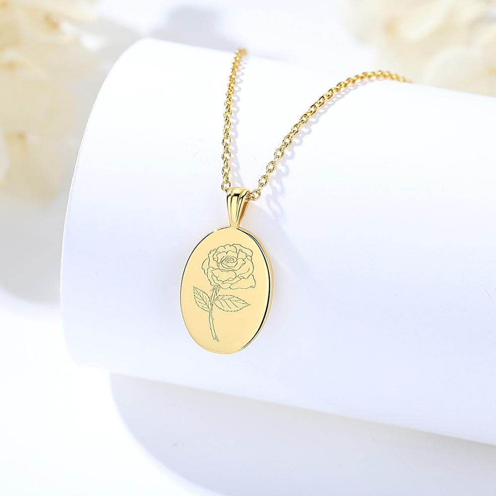3D Carved Rose Fritillary Necklace