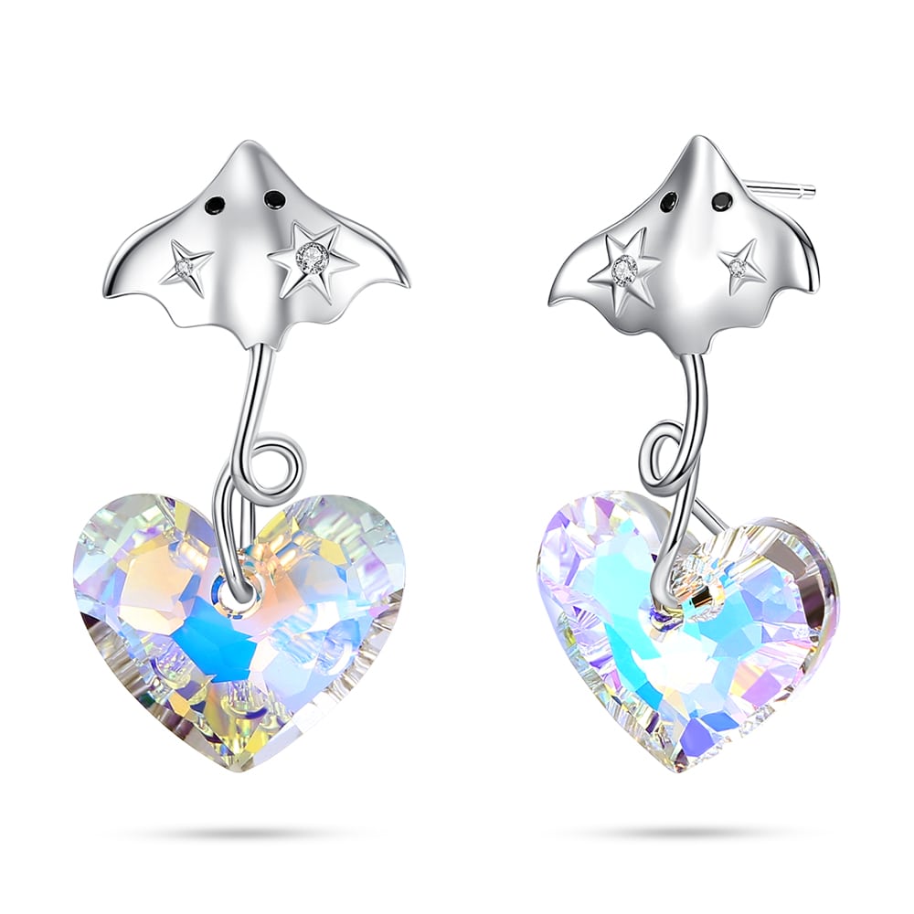 Devil Fish Heart Crystal Earrings Jewelry