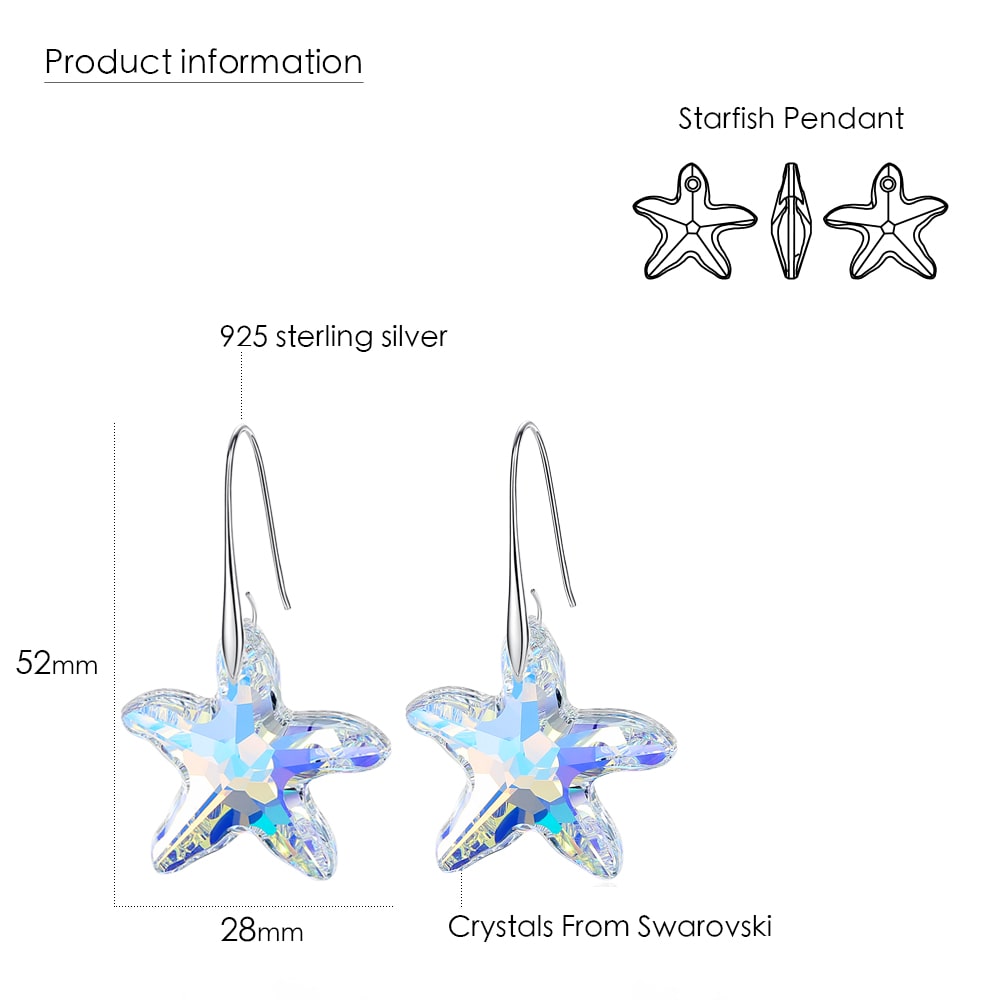 Big Starfish Crystal Earrings Jewelry
