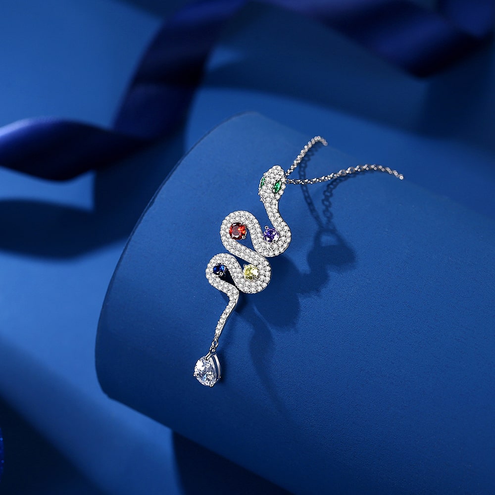 Luxurious Snake Pendant Necklace Women Sterling Silver Jewelry - Pendant Necklace - Taanaa Jewelry