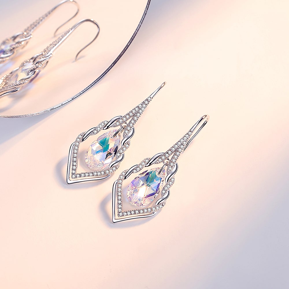Classic Pear-shaped Sterling Silver Drop Earrings For Women Jewelry - Dangle earrings - Taanaa Jewelry