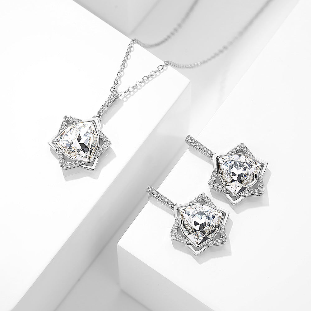 Hexagram Jewelry Set & White Crystal - Jewelry Set - Taanaa Jewelry