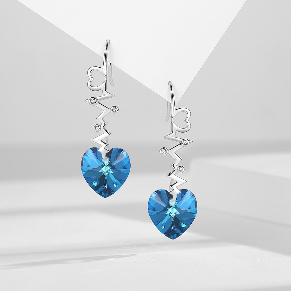 ”Heartbeat“Heart Crystal Earrings - Dangle earrings - Taanaa Jewelry