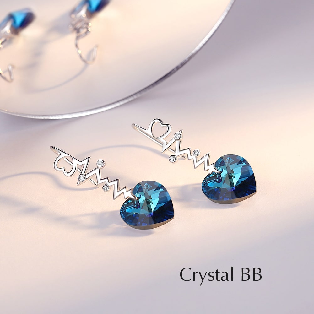 ”Heartbeat“Heart Crystal Earrings - Dangle earrings - Taanaa Jewelry