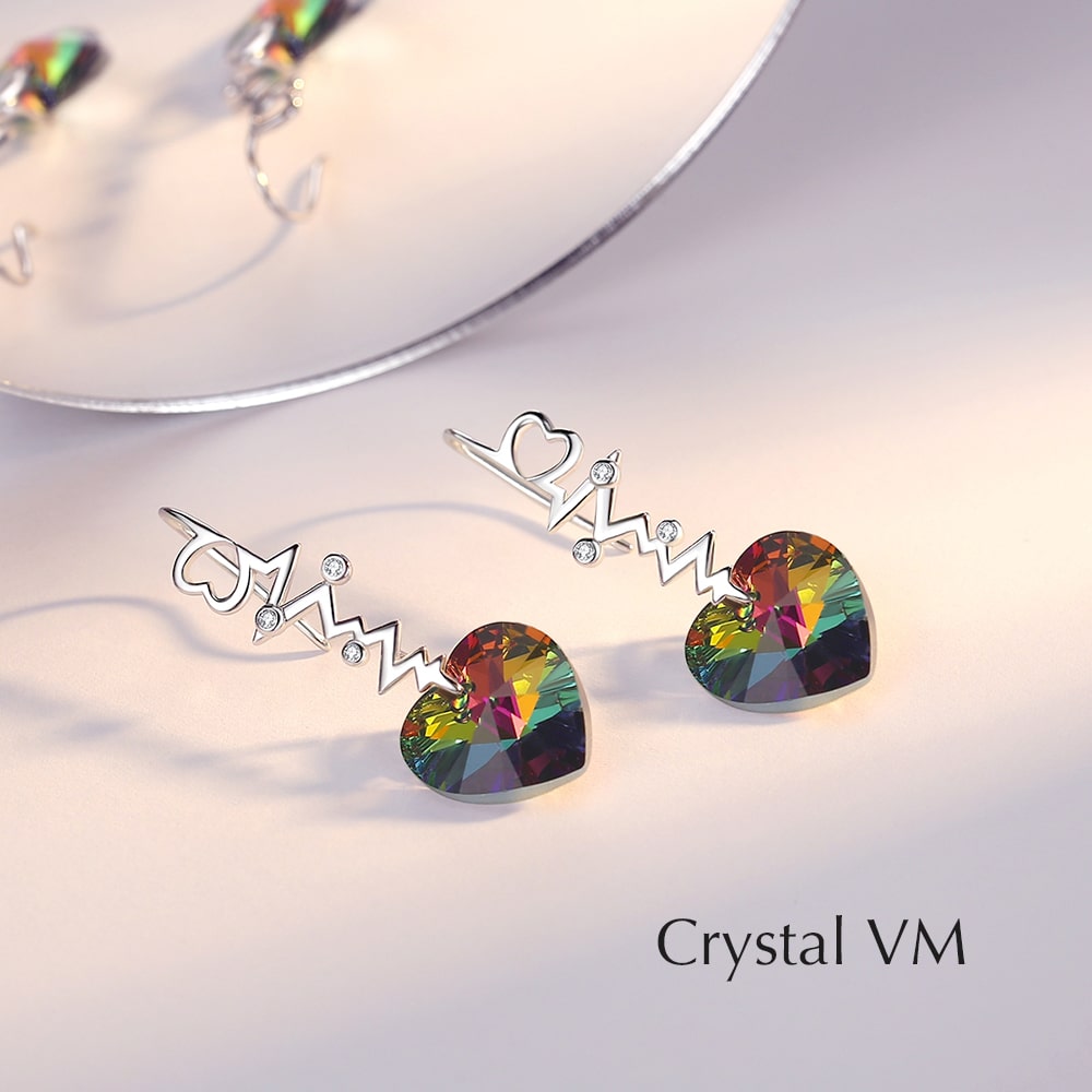 ”Heartbeat“Heart Crystal Earrings - Dangle earrings - Taanaa Jewelry