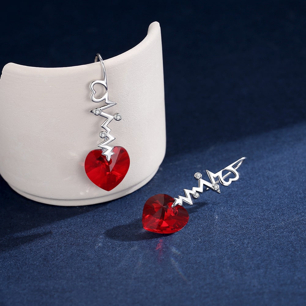 ”Heartbeat“Heart Crystal Earrings - Dangle earrings - Taanaa Jewelry