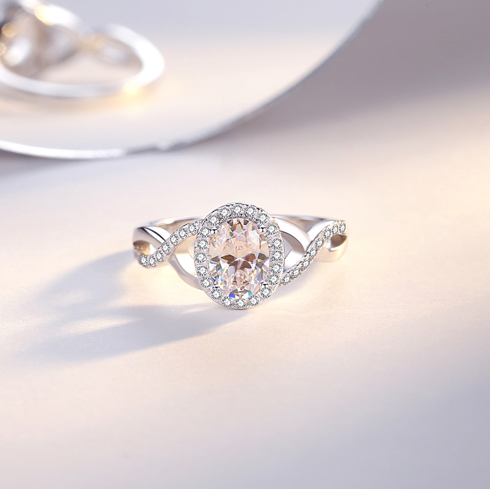 Classic Egg shaped Zircon Sterling Silver Rings Jewelry - Rings - Taanaa Jewelry