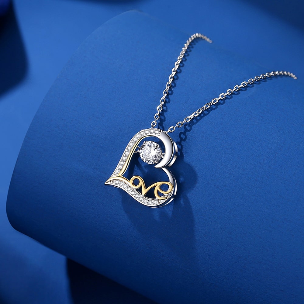 Dancing Stone Love Heart Pendant Necklace - Pendant Necklace - Taanaa Jewelry