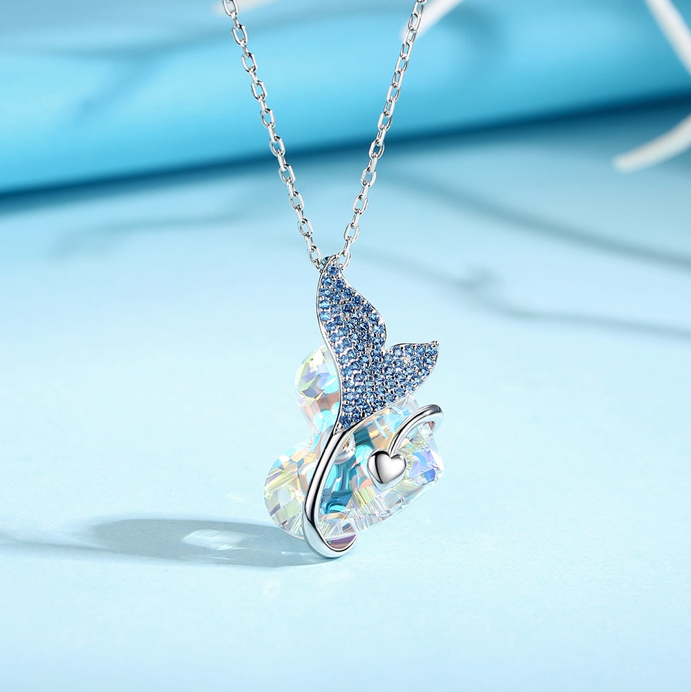 Mermaid Heart Crystal Necklace - Pendant Necklace - Taanaa Jewelry