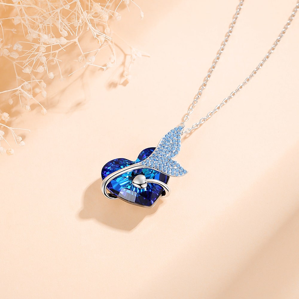 Mermaid Heart Crystal Necklace - Pendant Necklace - Taanaa Jewelry