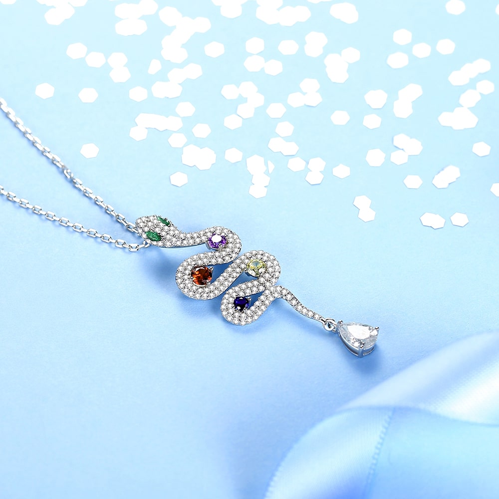 Luxurious Snake Pendant Necklace Women Sterling Silver Jewelry - Pendant Necklace - Taanaa Jewelry