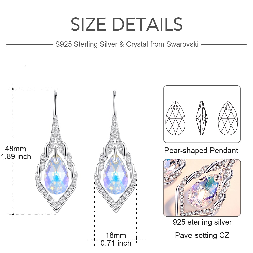 Classic Pear-shaped Sterling Silver Drop Earrings For Women Jewelry - Dangle earrings - Taanaa Jewelry