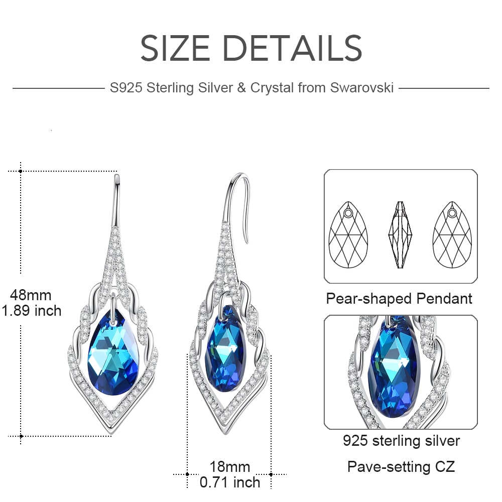 Classic Pear-shaped Sterling Silver Drop Earrings For Women Jewelry - Dangle earrings - Taanaa Jewelry