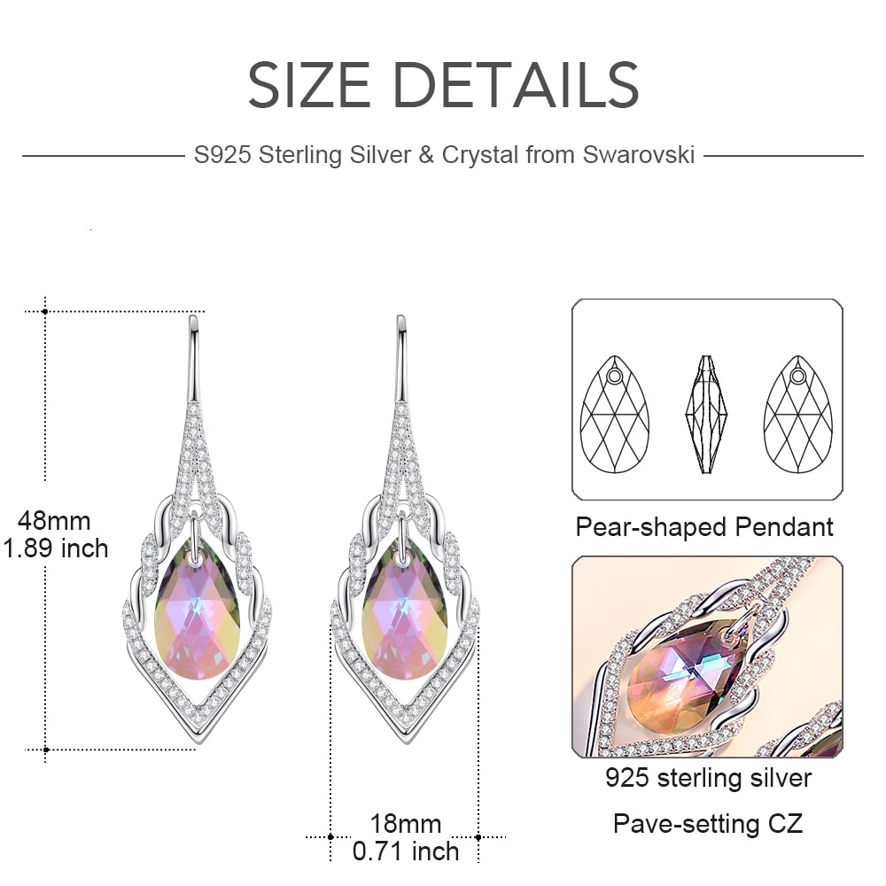Classic Pear-shaped Sterling Silver Drop Earrings For Women Jewelry - Dangle earrings - Taanaa Jewelry