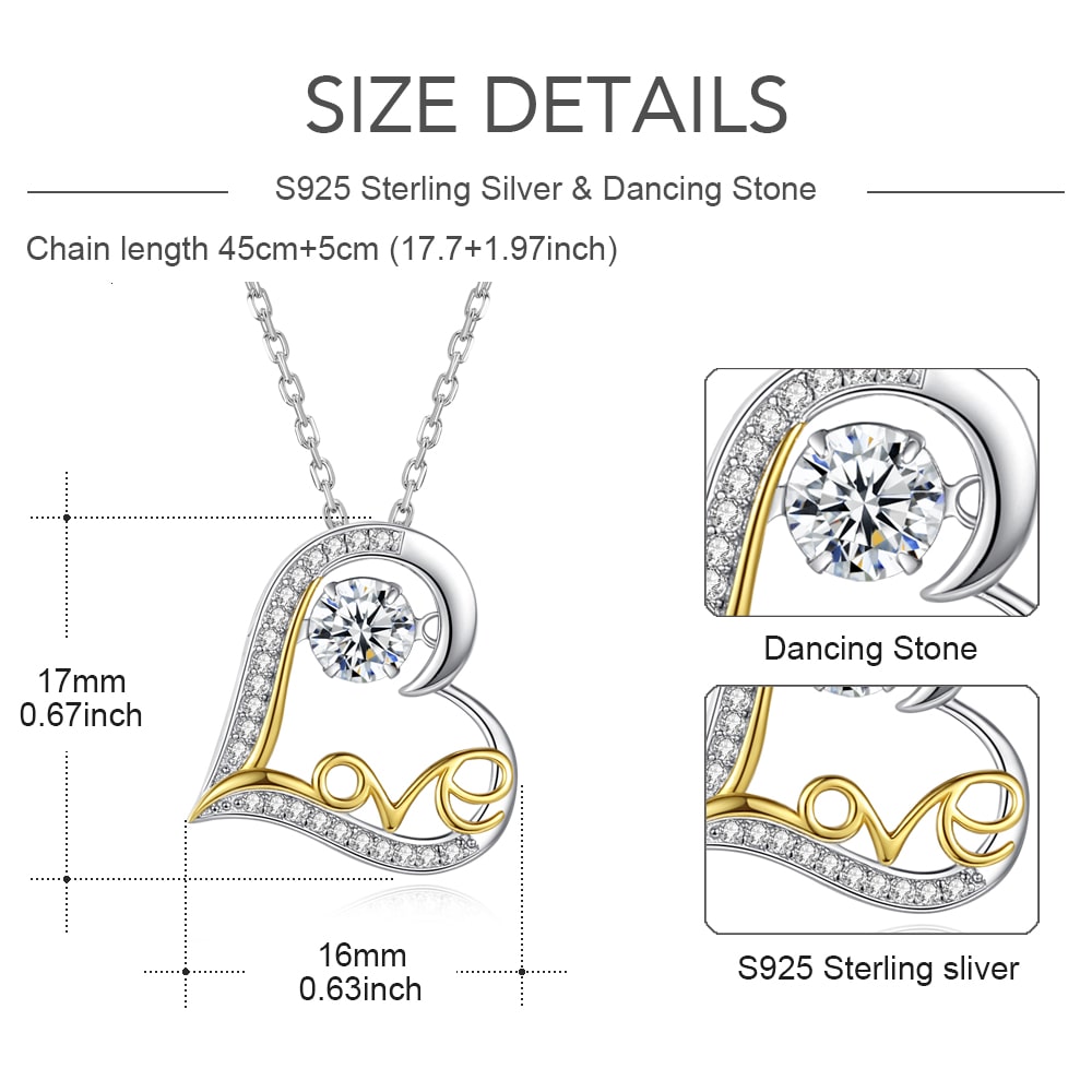 Dancing Stone Love Heart Pendant Necklace - Pendant Necklace - Taanaa Jewelry