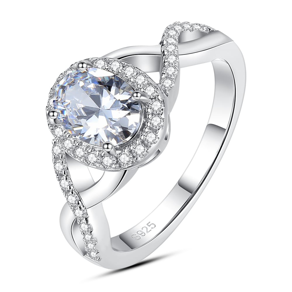Classic Egg shaped Zircon Sterling Silver Rings Jewelry - Rings - Taanaa Jewelry