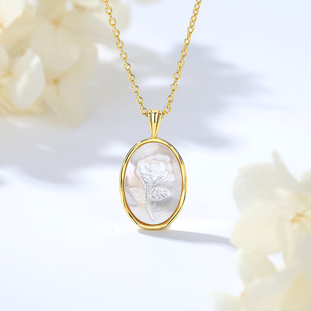 3D Carved Rose Fritillary Necklace