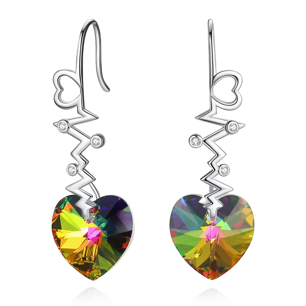 ”Heartbeat“Heart Crystal Earrings - Dangle earrings - Taanaa Jewelry