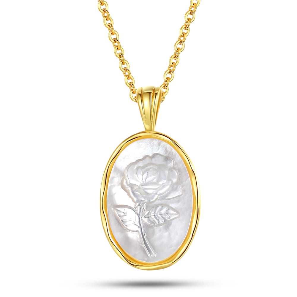 3D Carved Rose Fritillary Necklace