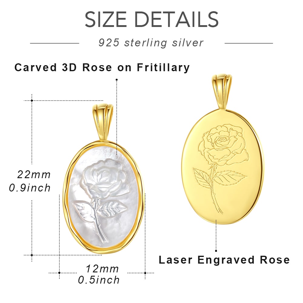 3D Carved Rose Fritillary Necklace
