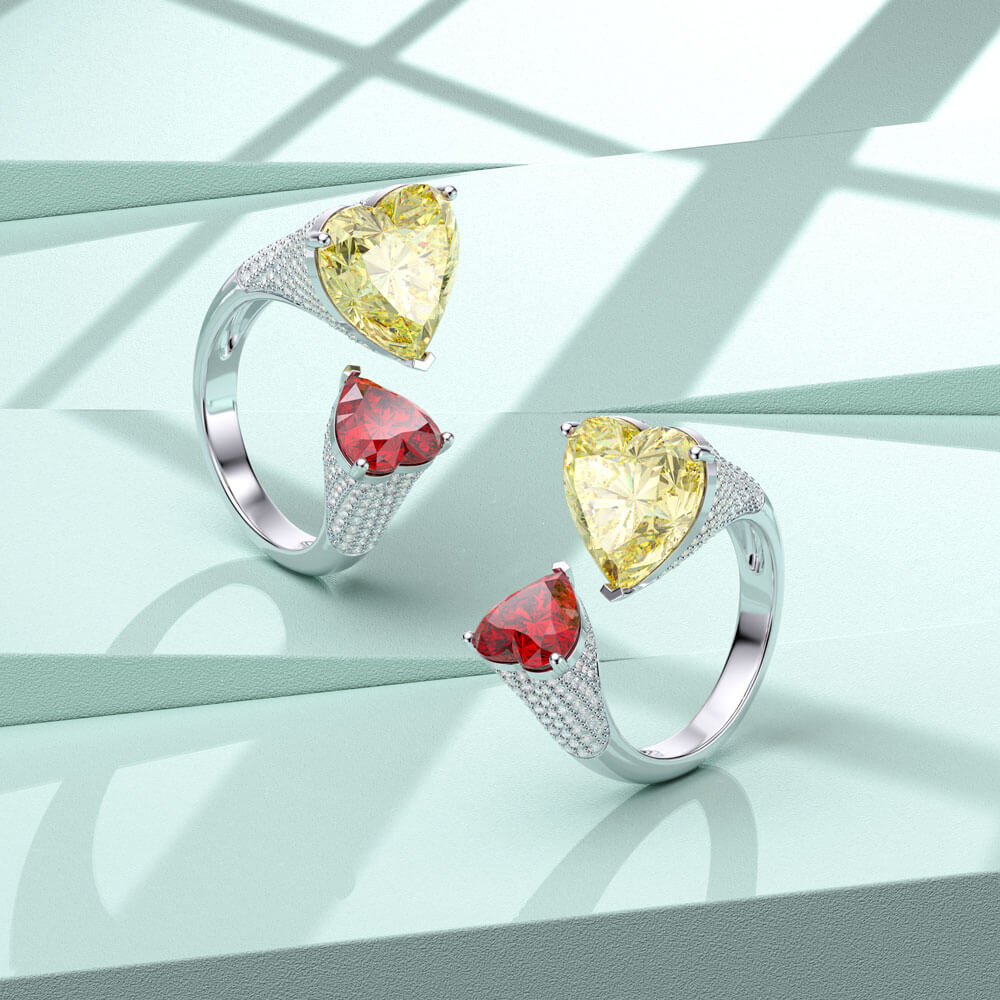 Gorgeous Double Heart Rings Jewelry