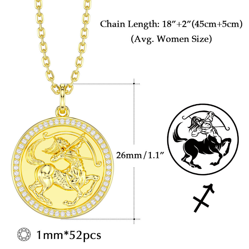 New Fashion Round Sagittarius Pendant Necklace Sterling silver Jewelry -Taanaa Jewelry