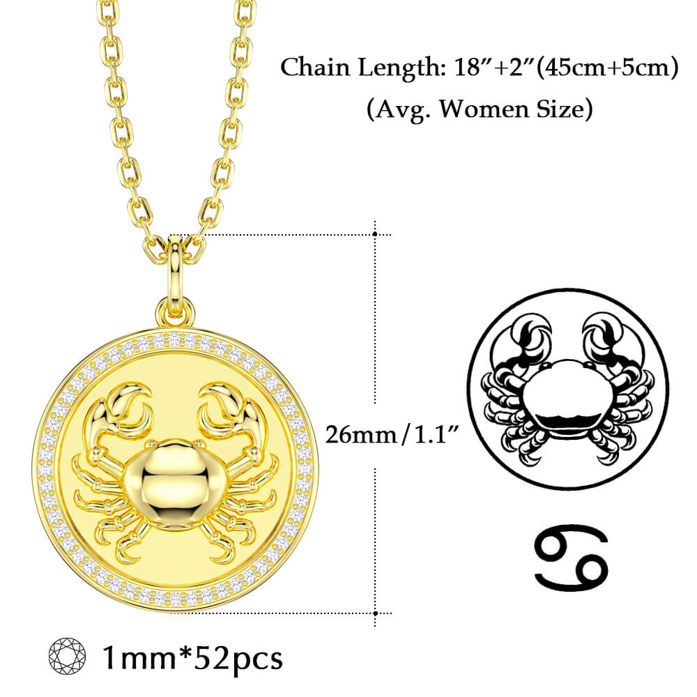 New Fashion Round Cancer Pendant Necklace Sterling silver Jewelry Gift -Taanaa Jewelry