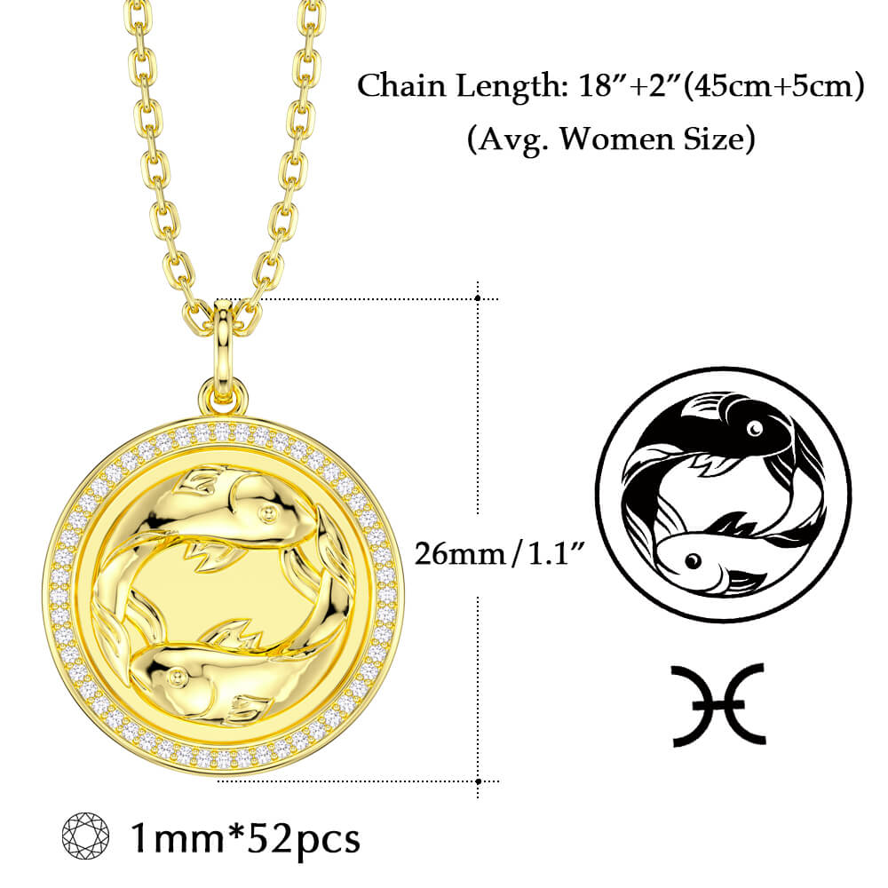 New Fashion Round Pisces Pendant Necklace Sterling silver Jewelry Gift-Taanaa Jewelry