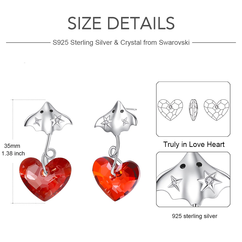 Devil Fish Heart Crystal Earrings Jewelry