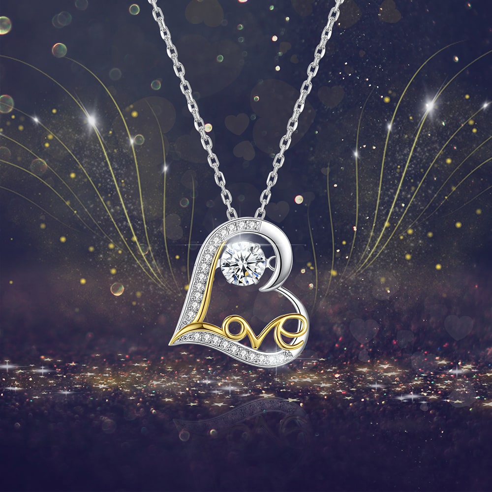 Dancing Stone Love Heart Pendant Necklace - Pendant Necklace - Taanaa Jewelry