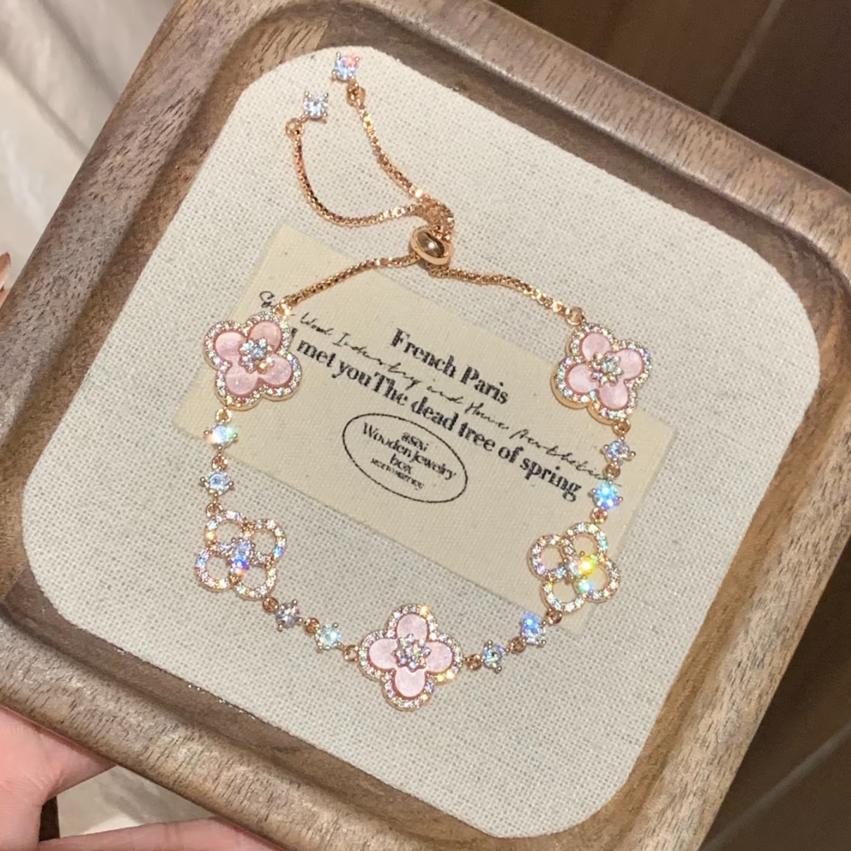 Pink Clover Lucky Adjustable Bracelet